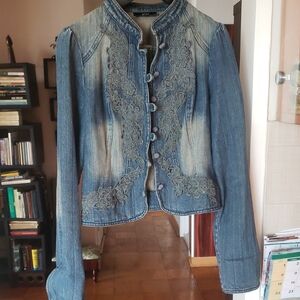 Woolrich Women's Blue Embroidered Denim Jacket